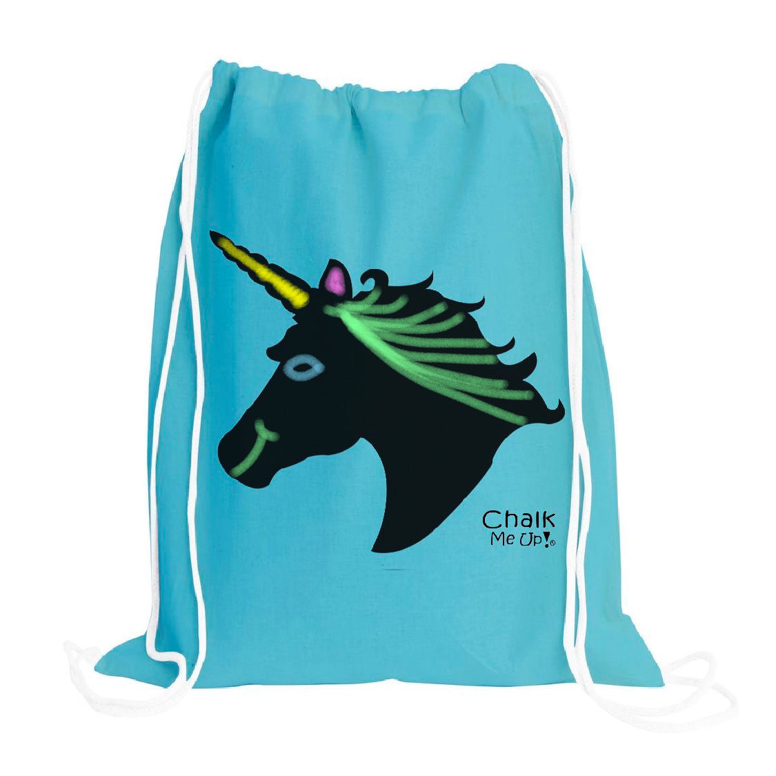 Unicorn Drawstring Backpack w 2 Chalk Markers Chalk Me Up