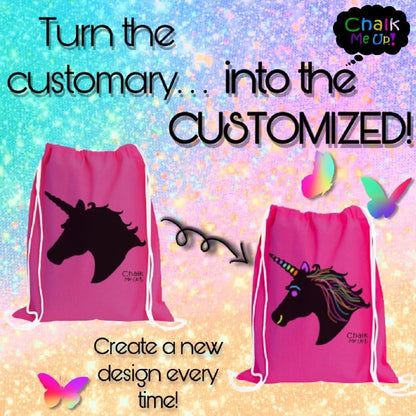 Unicorn Drawstring Bag includes Tie Dye Kit and a 4 Piece Chalk Marker Pack