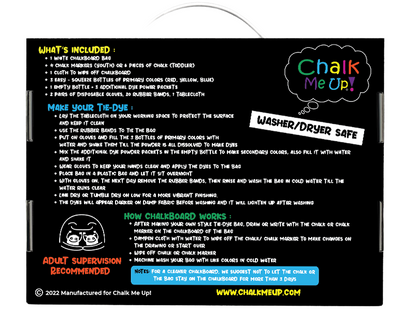 Heart Drawstring Bag includes Tie Dye Kit and a 4 Piece Chalk Marker Pack