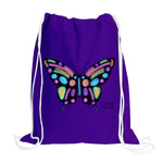 Butterfly Drawstring Backpack w/6 Pack Chalk