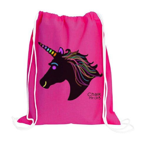 Unicorn Drawstring Backpack w/6 Pack Chalk